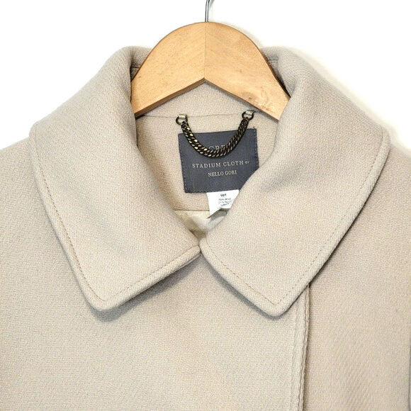 J.Crew Stadium Cloth Wool Cream Peacoat Double Breasted Classic Winter Coat 10T - Picture 4 of 16